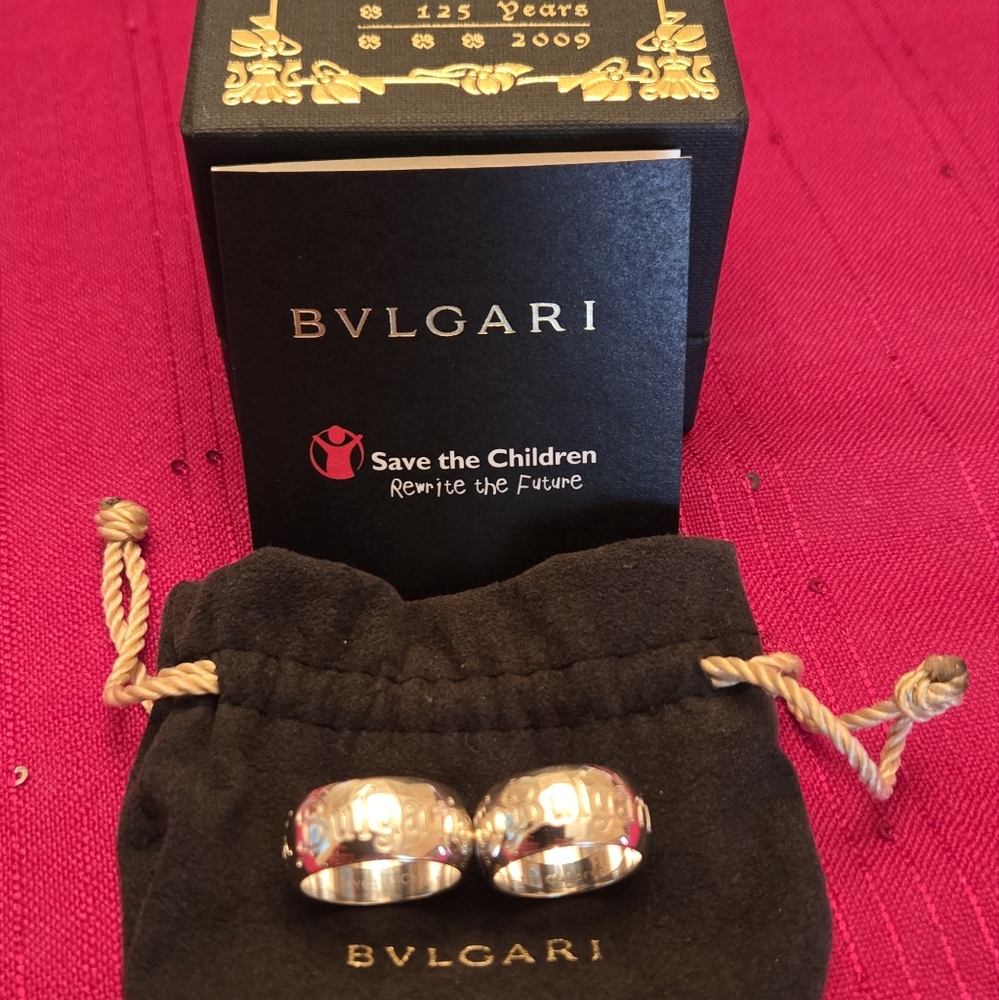 2 MATCHING BVLGARI STERLING SILVER RINGS - LIKE NEW